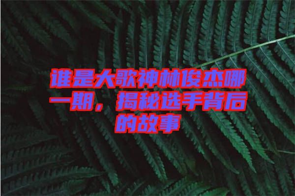 誰是大歌神林俊杰哪一期，揭秘選手背后的故事