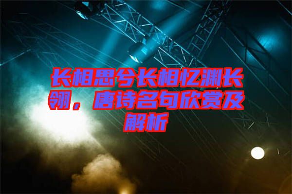 長相思兮長相憶淵長翎，唐詩名句欣賞及解析
