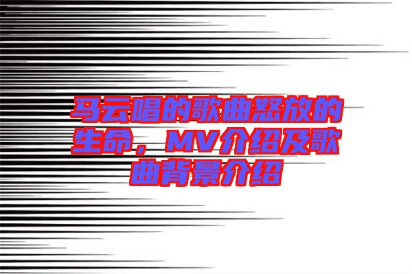 馬云唱的歌曲怒放的生命，MV介紹及歌曲背景介紹