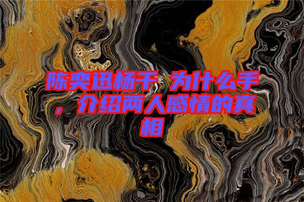 陳奕迅楊千嬅為什么手，介紹兩人感情的真相