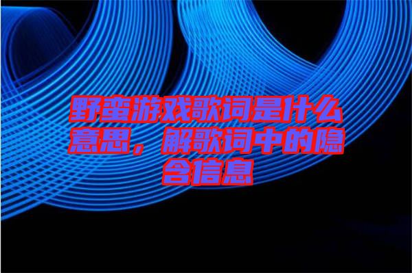 野蠻游戲歌詞是什么意思，解歌詞中的隱含信息